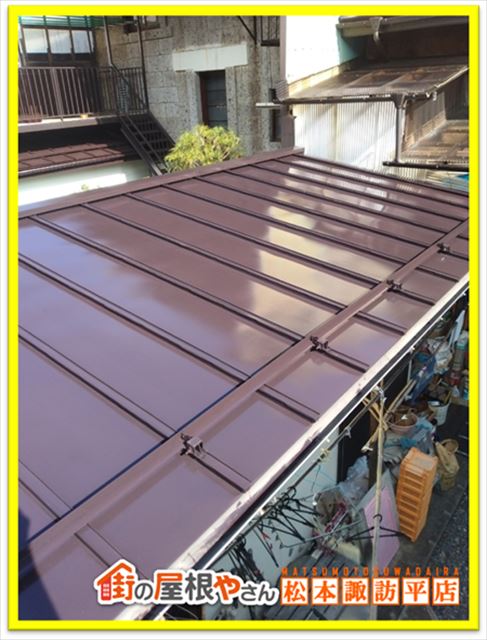 塩尻屋根塗装　アングル上塗り